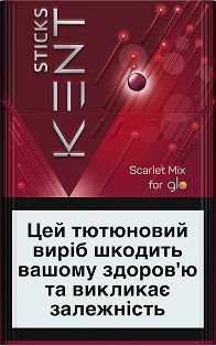 Пачка стиков Scarlet Mix с надписью Это табачное изделие вредит вашему здоровью и вызывает зависимость